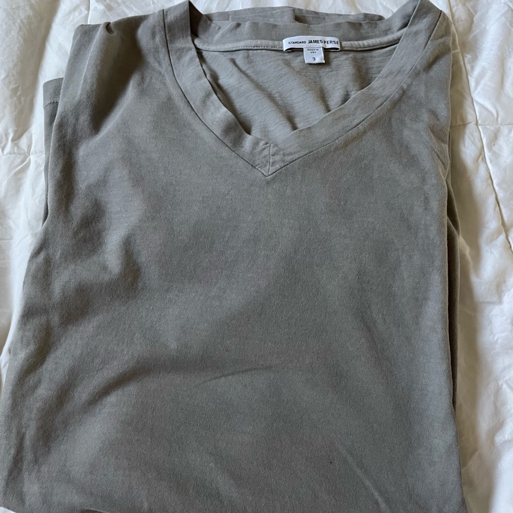 James Perse V neck T shirt Made in USA! 
100% cotton    Size: 3 = L     EpoC!